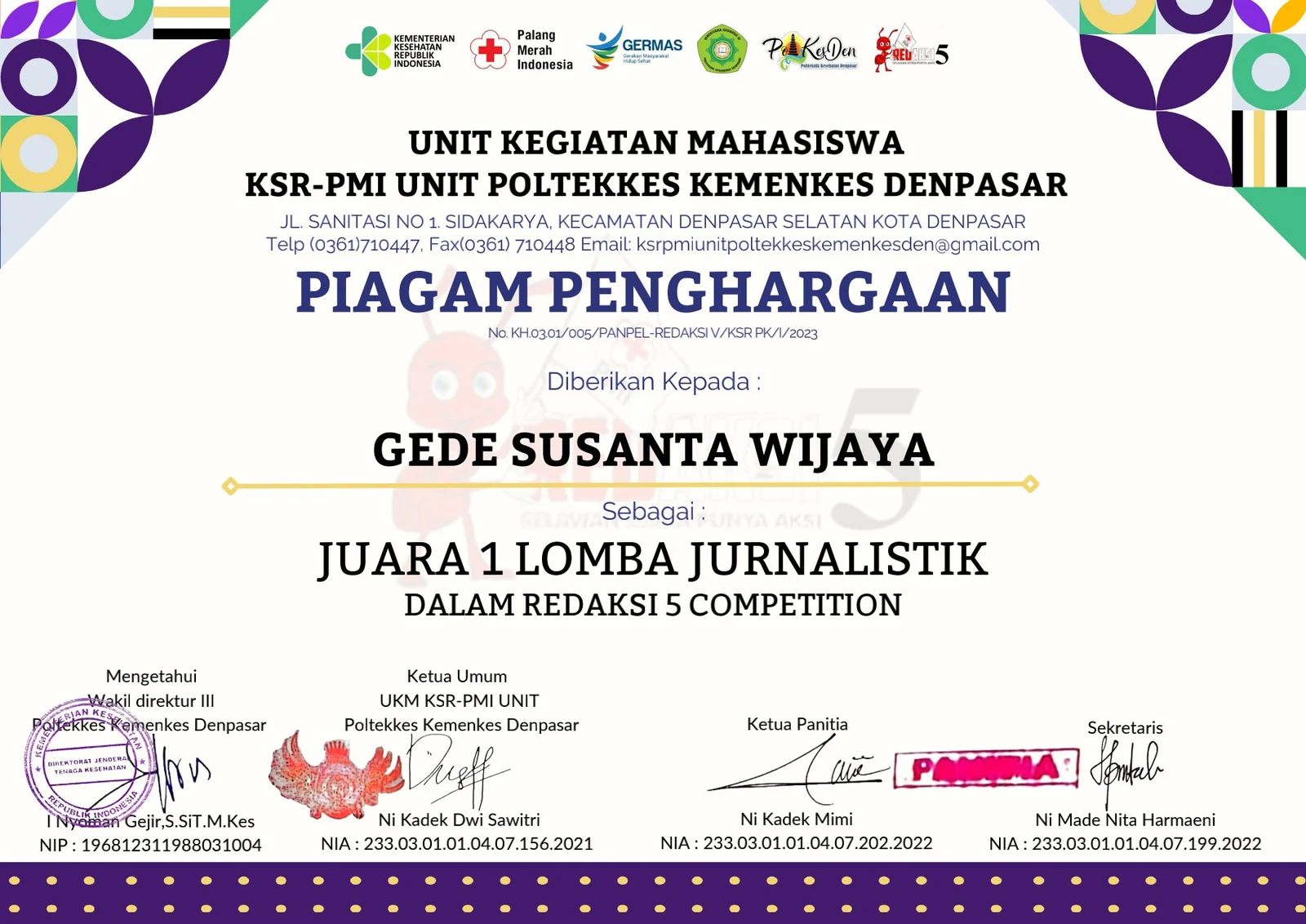 1st Place - Journalism Competition
